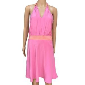 Nell Couture 100% silk pink halter dress size 4